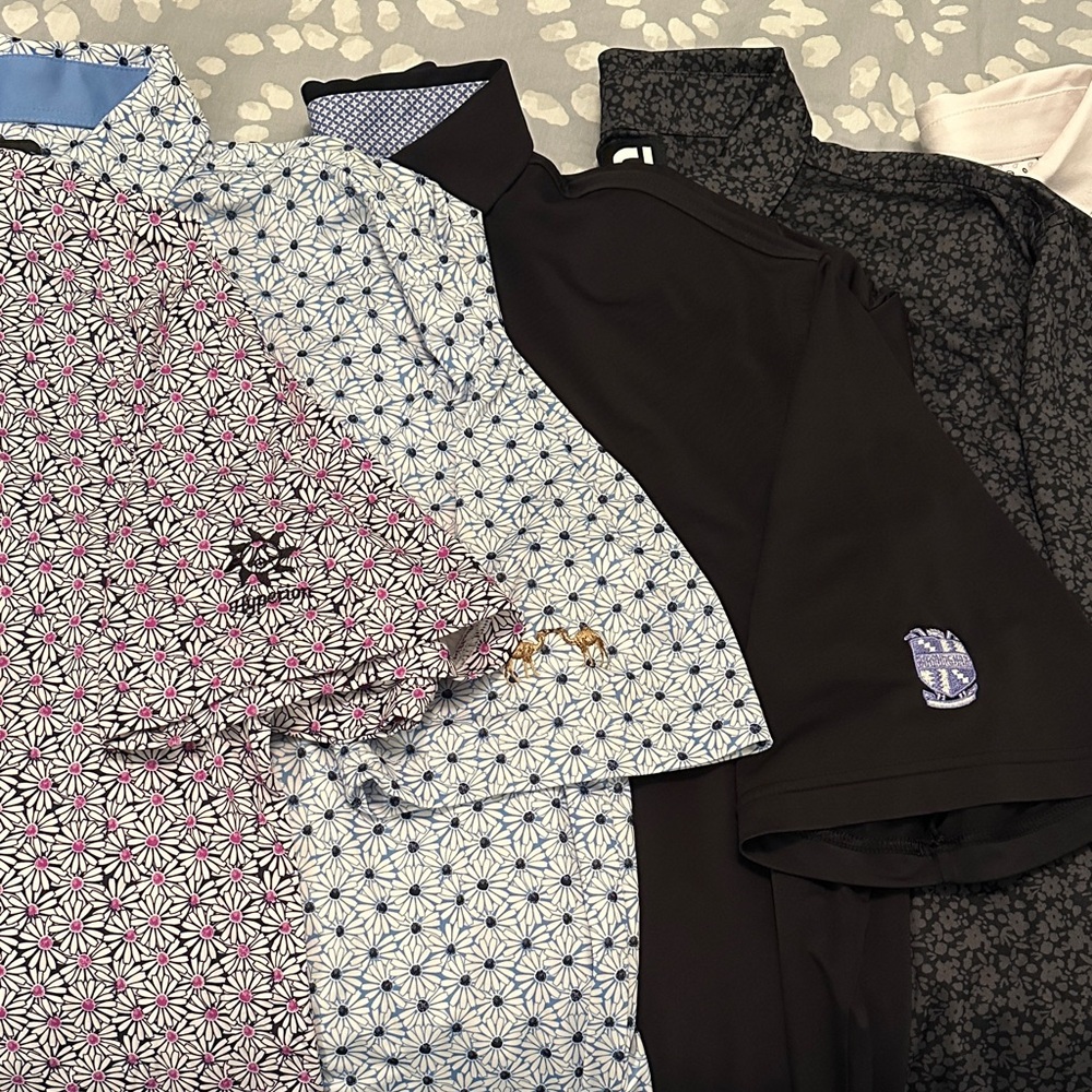 Men's XL Footjoy 6-shirt Bundle - various patterns and course logos on sleeve - Picture 3 of 11
